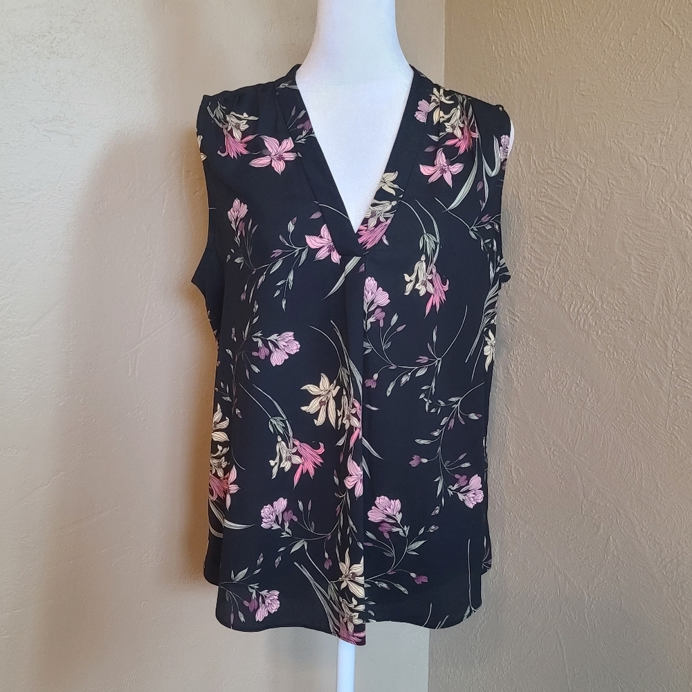 2 For $10 Floral Sleeveless Top - Black and Pink Vince Camuto M